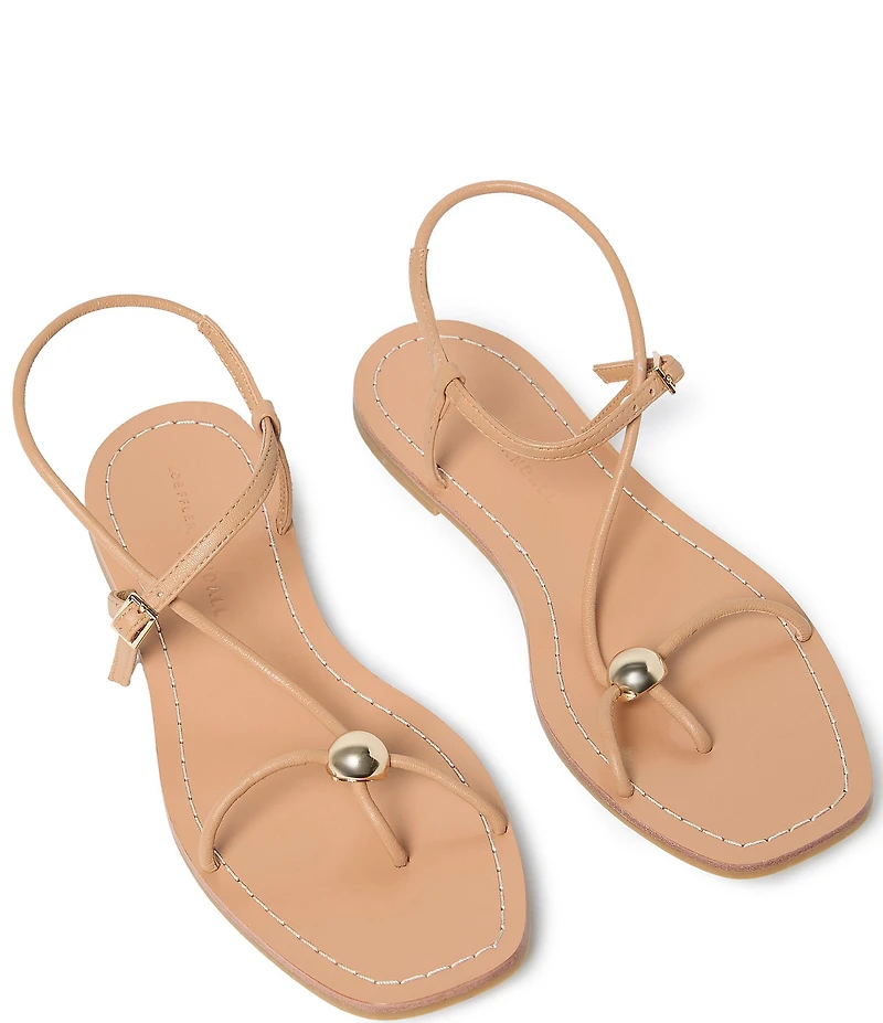 Loeffler Randall Lara Leather Hardware Ankle Strap Flat Sandals