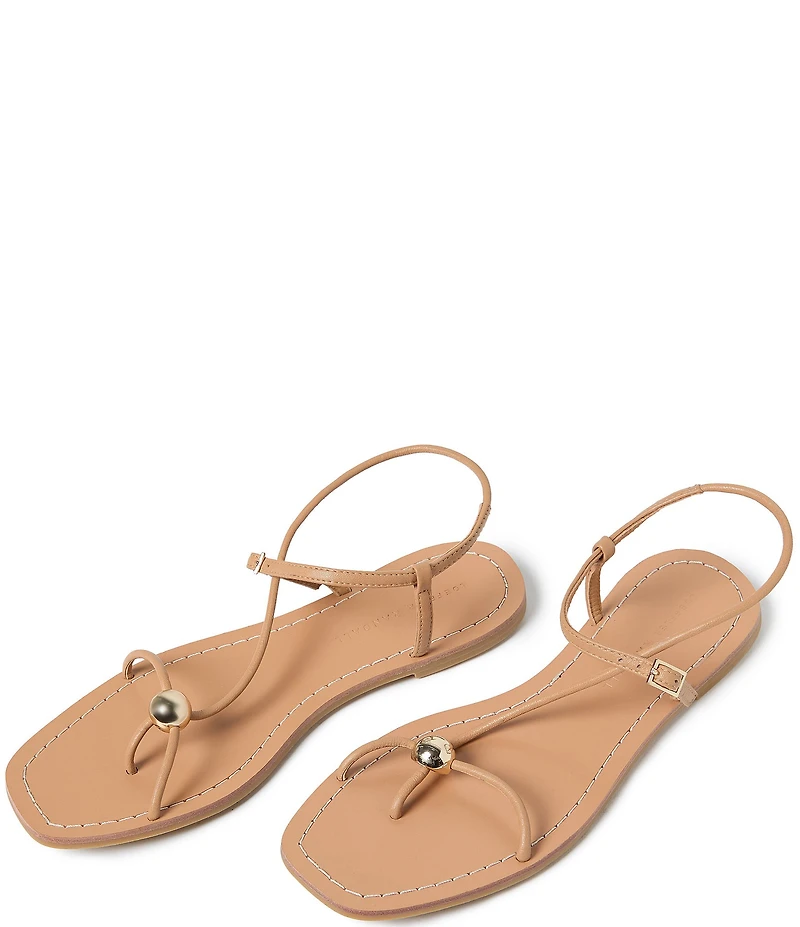 Loeffler Randall Lara Leather Hardware Ankle Strap Flat Sandals