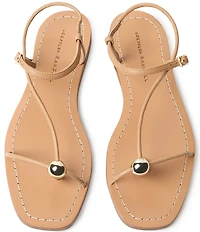 Loeffler Randall Lara Leather Hardware Ankle Strap Flat Sandals