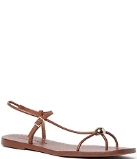 Loeffler Randall Lara Leather Hardware Ankle Strap Flat Sandals