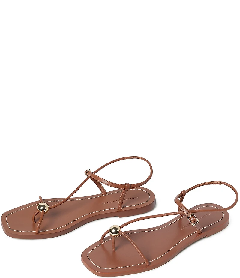 Loeffler Randall Lara Leather Hardware Ankle Strap Flat Sandals