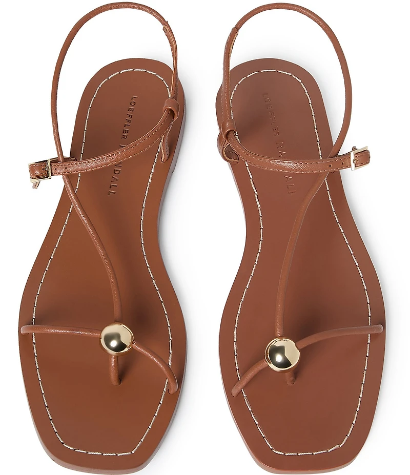 Loeffler Randall Lara Leather Hardware Ankle Strap Flat Sandals
