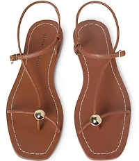 Loeffler Randall Lara Leather Hardware Ankle Strap Flat Sandals