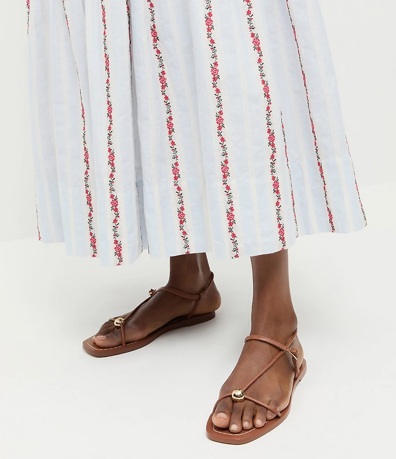 Loeffler Randall Lara Leather Hardware Ankle Strap Flat Sandals