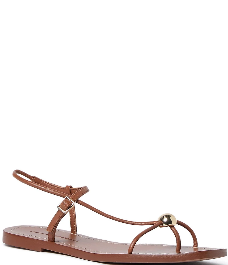 Loeffler Randall Lara Leather Hardware Ankle Strap Flat Sandals
