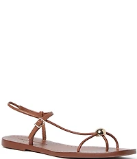 Loeffler Randall Lara Leather Hardware Ankle Strap Flat Sandals