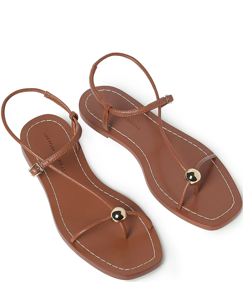 Loeffler Randall Lara Leather Hardware Ankle Strap Flat Sandals