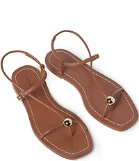Loeffler Randall Lara Leather Hardware Ankle Strap Flat Sandals