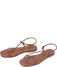 Loeffler Randall Lara Leather Hardware Ankle Strap Flat Sandals