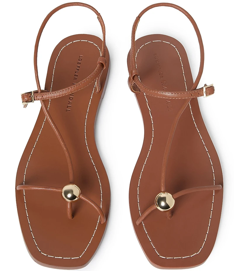 Loeffler Randall Lara Leather Hardware Ankle Strap Flat Sandals
