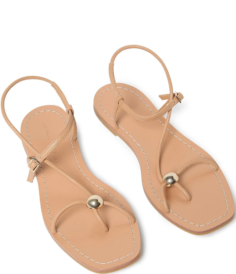 Loeffler Randall Lara Leather Hardware Ankle Strap Flat Sandals