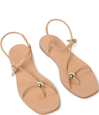 Loeffler Randall Lara Leather Hardware Ankle Strap Flat Sandals