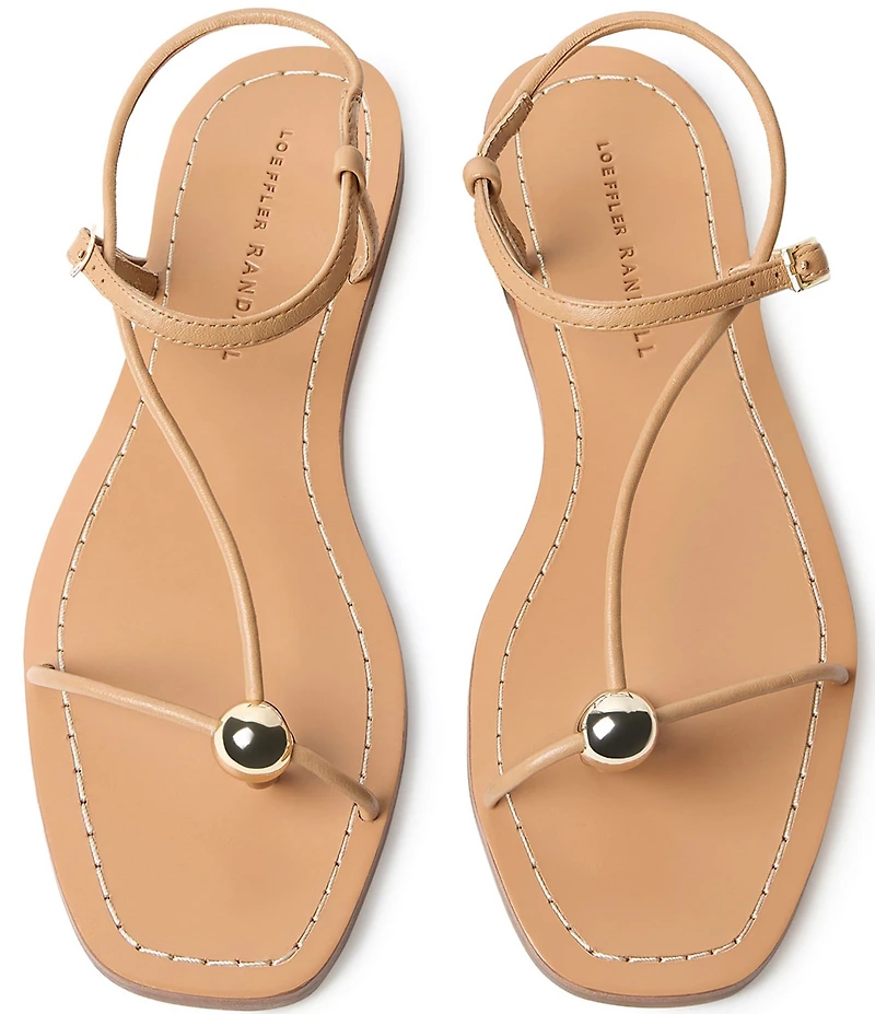 Loeffler Randall Lara Leather Hardware Ankle Strap Flat Sandals