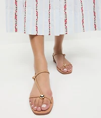 Loeffler Randall Lara Leather Hardware Ankle Strap Flat Sandals