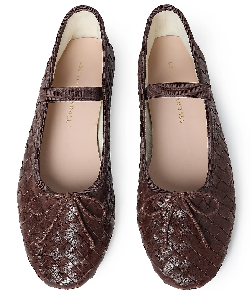Loeffler Randall Leonie Woven Leather Ballerina Bow Flats