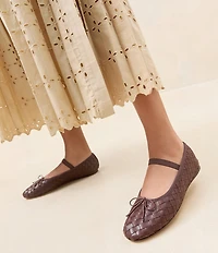 Loeffler Randall Leonie Woven Leather Ballerina Bow Flats