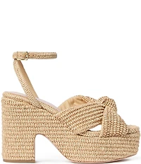 Loeffler Randall Liza Raffia Ankle Strap High Heel Platform Sandals