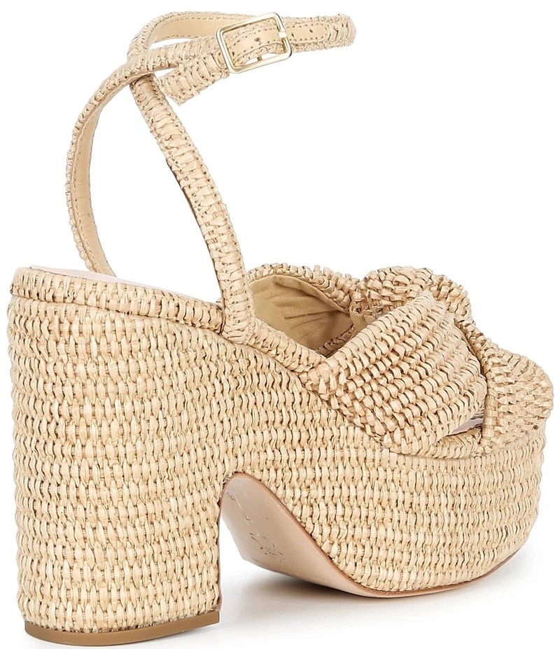 Loeffler Randall Liza Raffia Ankle Strap High Heel Platform Sandals