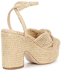 Loeffler Randall Liza Raffia Ankle Strap High Heel Platform Sandals