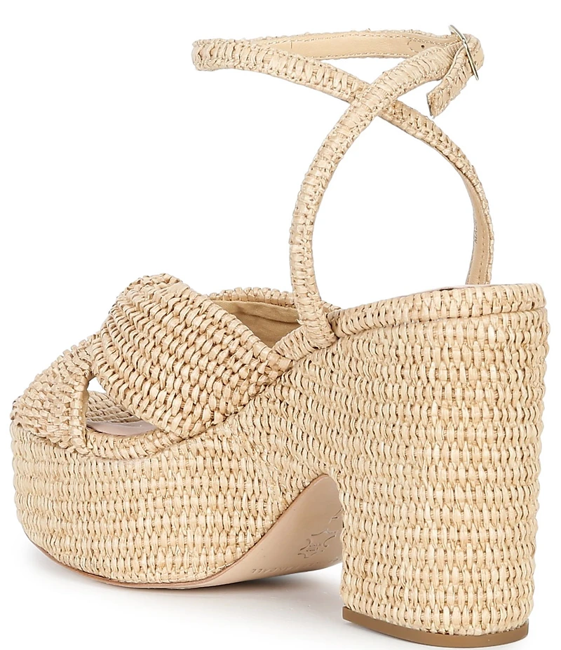 Loeffler Randall Liza Raffia Ankle Strap High Heel Platform Sandals