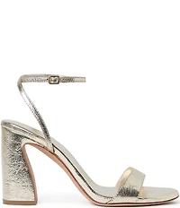 Loeffler Randall Malia Metallic Leather Ankle Strap Block Heel Dress Sandals