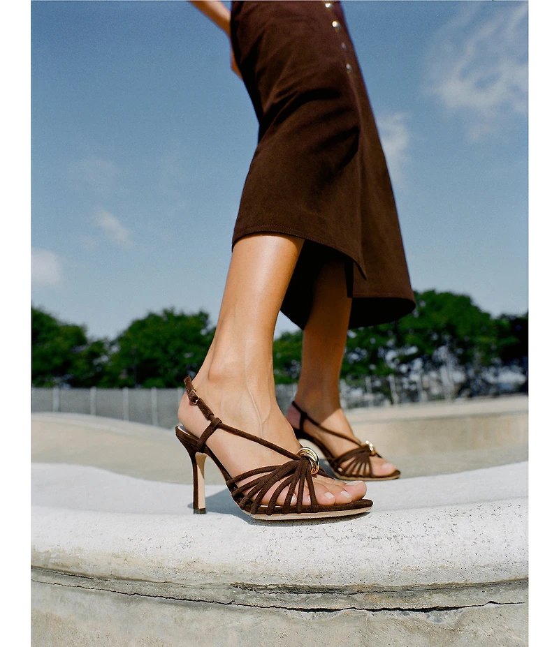 Loeffler Randall Mareka Suede Strappy Slingback Stiletto Dress Sandals
