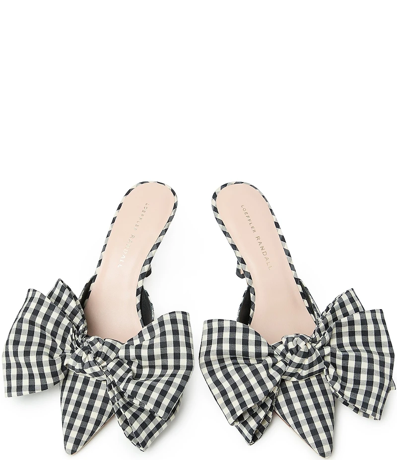Loeffler Randall Margot Silk Gingham Print Bow Dress Mules