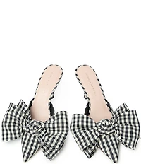 Loeffler Randall Margot Silk Gingham Print Bow Dress Mules