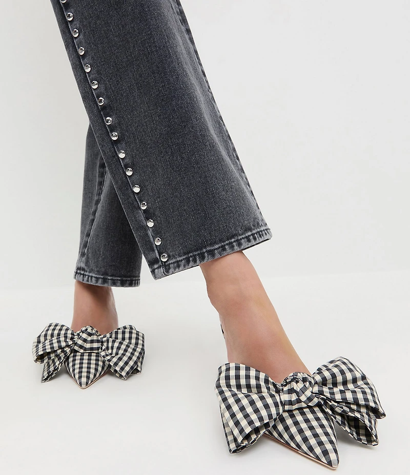 Loeffler Randall Margot Silk Gingham Print Bow Dress Mules