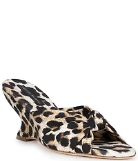 Loeffler Randall Marsy Silk Leopard Slip On Wedge Sandals