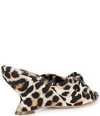 Loeffler Randall Marsy Silk Leopard Slip On Wedge Sandals