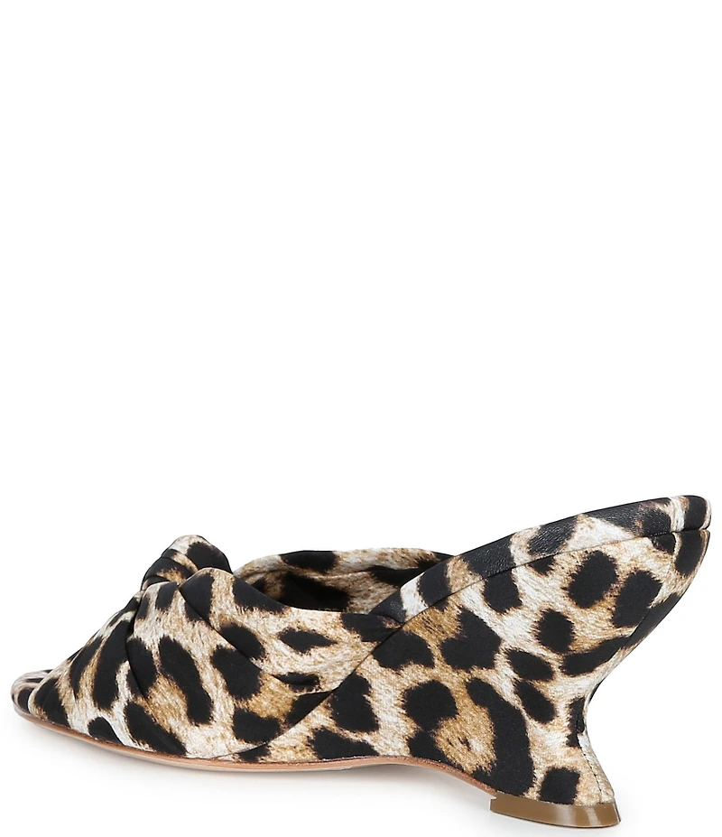 Loeffler Randall Marsy Silk Leopard Slip On Wedge Sandals