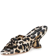 Loeffler Randall Marsy Silk Leopard Slip On Wedge Sandals