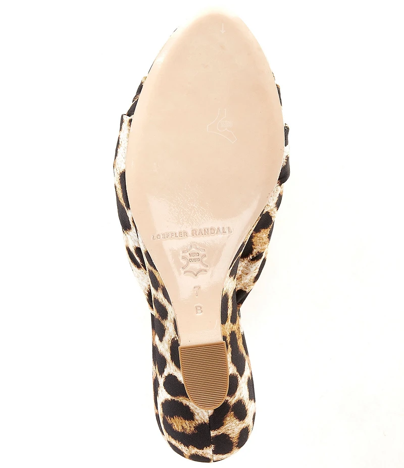 Loeffler Randall Marsy Silk Leopard Slip On Wedge Sandals