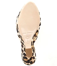 Loeffler Randall Marsy Silk Leopard Slip On Wedge Sandals