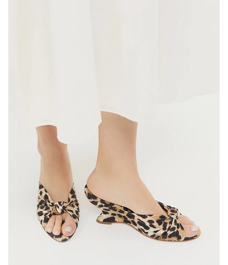 Loeffler Randall Marsy Silk Leopard Slip On Wedge Sandals