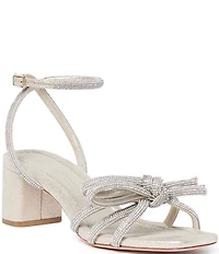 Loeffler Randall Mikel Suede Rhinestone Embellished Bow Ankle Strap Dress Sandals