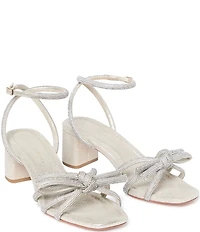 Loeffler Randall Mikel Suede Rhinestone Embellished Bow Ankle Strap Dress Sandals