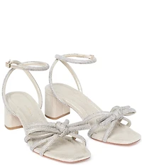 Loeffler Randall Mikel Suede Rhinestone Embellished Bow Ankle Strap Dress Sandals