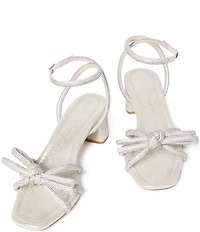 Loeffler Randall Mikel Suede Rhinestone Embellished Bow Ankle Strap Dress Sandals