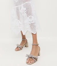 Loeffler Randall Mikel Suede Rhinestone Embellished Bow Ankle Strap Dress Sandals