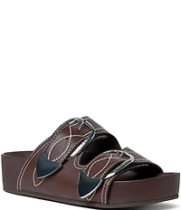 Loeffler Randall Nico Stitched Leather Banded Footbed Sandals