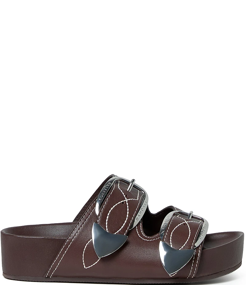 Loeffler Randall Nico Stitched Leather Banded Footbed Sandals