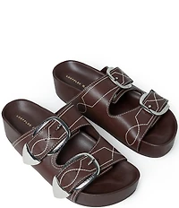 Loeffler Randall Nico Stitched Leather Banded Footbed Sandals