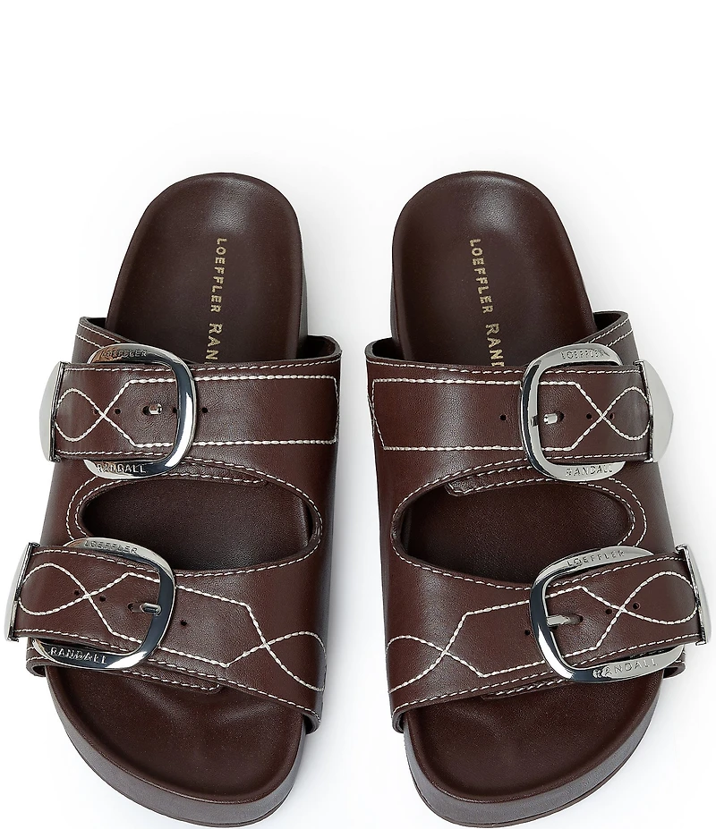 Loeffler Randall Nico Stitched Leather Banded Footbed Sandals