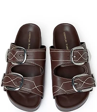 Loeffler Randall Nico Stitched Leather Banded Footbed Sandals