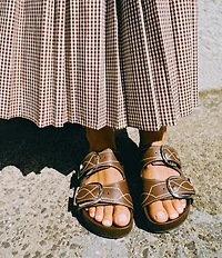 Loeffler Randall Nico Stitched Leather Banded Footbed Sandals