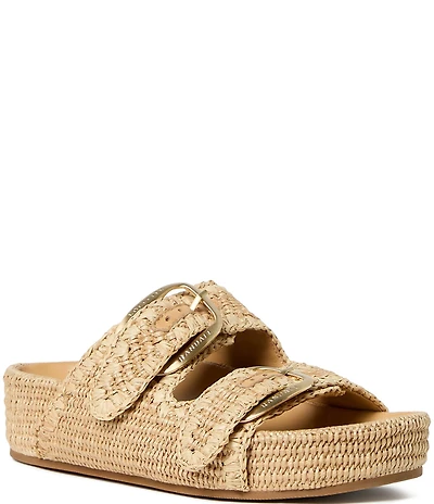 Loeffler Randall Nico Woven Raffia Banded Footbed Sandals