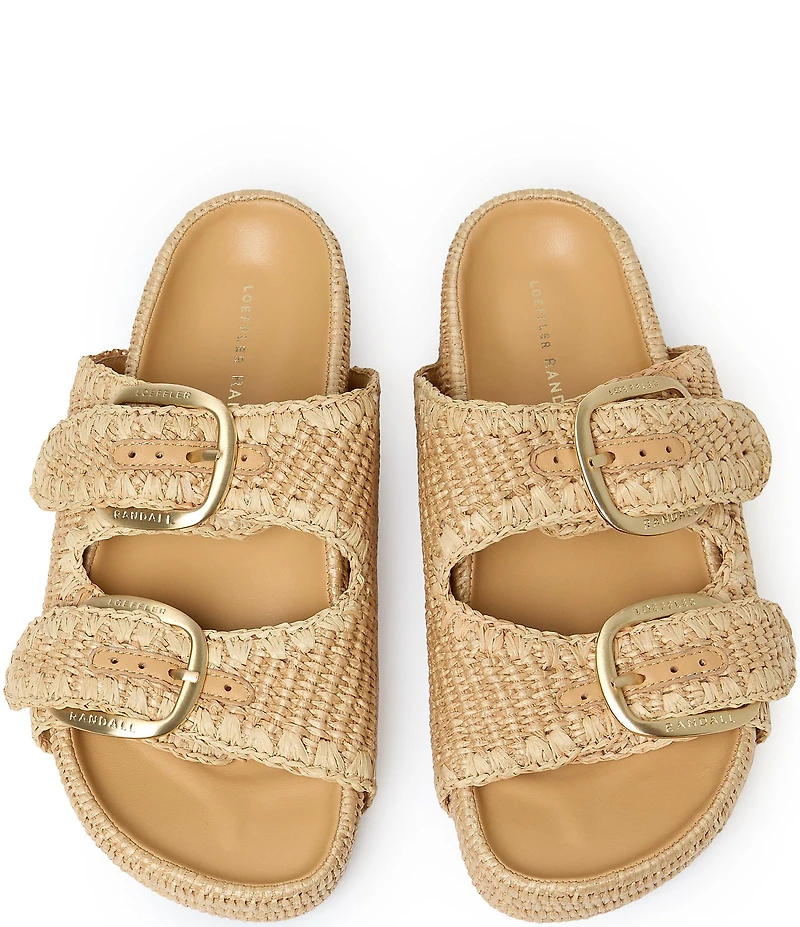 Loeffler Randall Nico Woven Raffia Banded Footbed Sandals