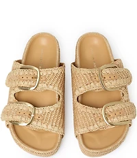 Loeffler Randall Nico Woven Raffia Banded Footbed Sandals